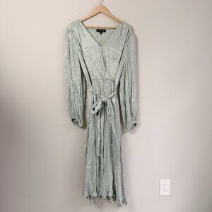 Eloquii Green Long Sleeve Faux Wrap Midi Dress 18